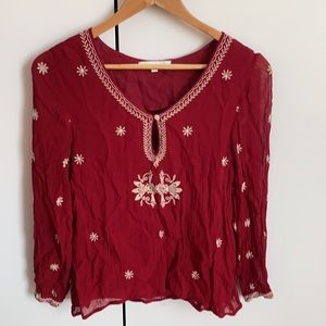 Scarlett red women’s bohemian top size s